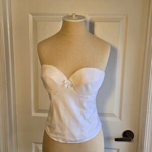 Vintage Empire Intimates‎ Strapless White Bustier 36C Bra Lingerie Made In USA